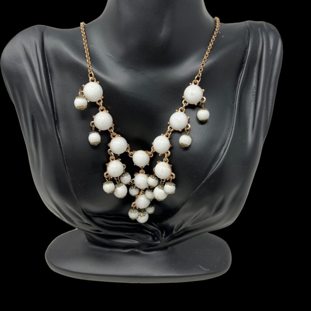 White Bubble Necklace Bib Statement Fashion‎ Choker Collar Gold Tone